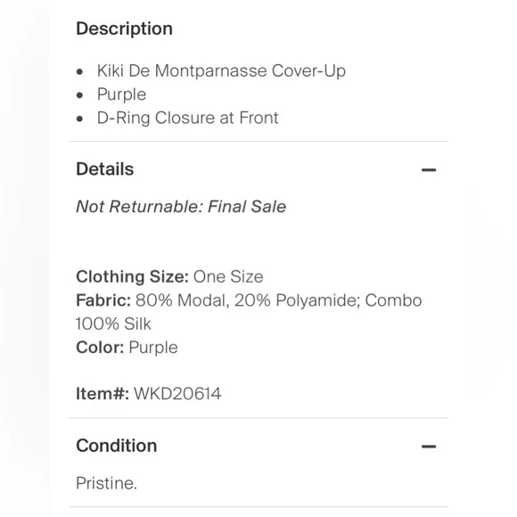 BNWT Kiki De Montparnasse coverup